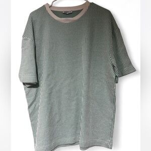 Zara Green Striped Short Sleeve Tee